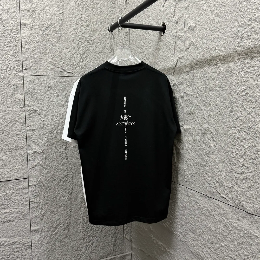 ARC'TERYX* * 2025 New Arrival Classic logo T Same Style ：Black White Size： S （90-130 ） M （120-150 ） L （140-165 ） XL （160-180 ） XXL （180 ）